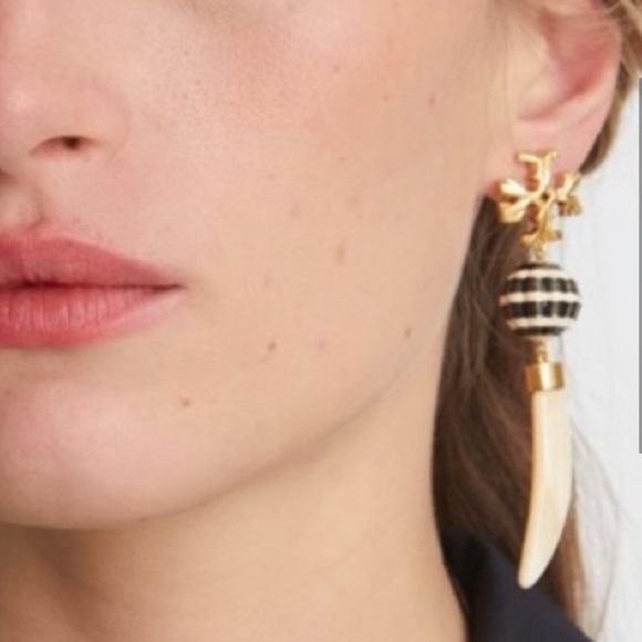 🆕Authentic Tory Burch Roxanne Horn Drop Earrings - Picture 7 of 9